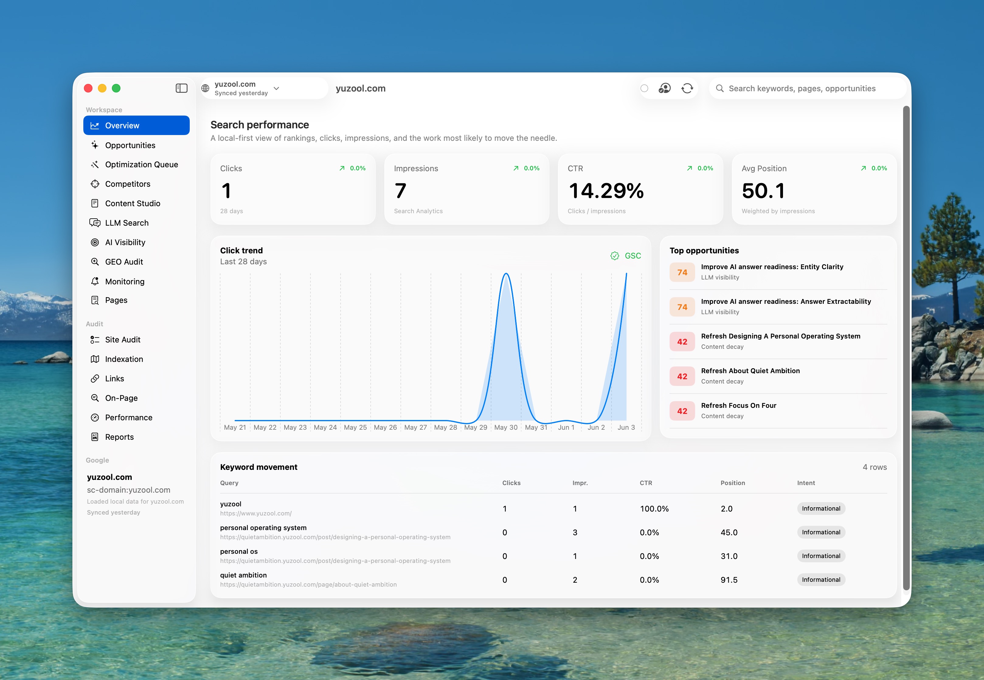Rank technical SEO dashboard for macOS