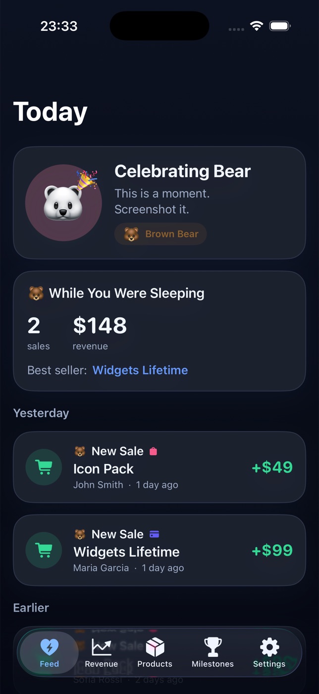 Revenue Bear iPhone revenue feed